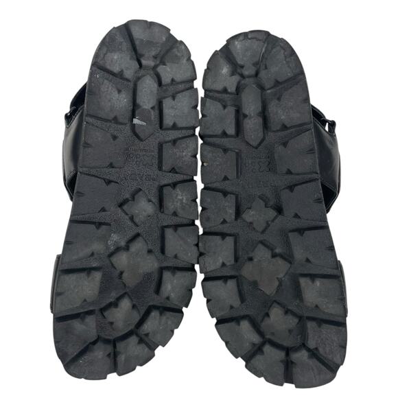 Prada Calzature Donna Logo 20mm Dad Sandal Black Nappa Leather Size 37 - Picture 9 of 15